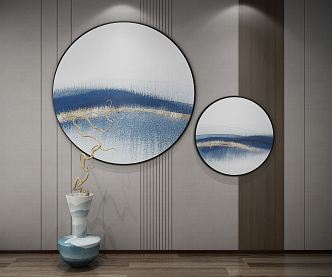 New Chinese Round Frame Painting Decorative Painting 3d model