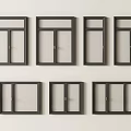 Various Modern Casement Windows With Black Frames And Different Sizes 3d model