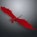 Vibrant Red Mythical Dragon Animal Painting With Extended Wings And Dynamic Pose