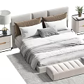 Modern Double Bed With Bedside Tables Table Lamp Pillows Soft Bedding And Cozy Bench 3d model