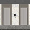 Modern Elevator Lobby With Two Elevators Marble Walls Metal Trim And Control Panel 3d model