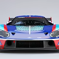 Blue White Red Streamlined Race Car With Aerodynamic Rear Wing Design 3d model