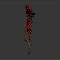 Futuristic Alien Creature Character With Multiple Arms Sharp Claws Red Body And Glowing Green Accents