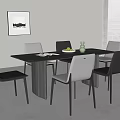 Modern Dining Table and Chair Combination Dining Table and Chair Combination Minimalist Dining Table and Chair Rectangular Dining Table and Chair Marble Dining Table Leather Dining Chair Multi-Person Dining Table and Chair 3d model