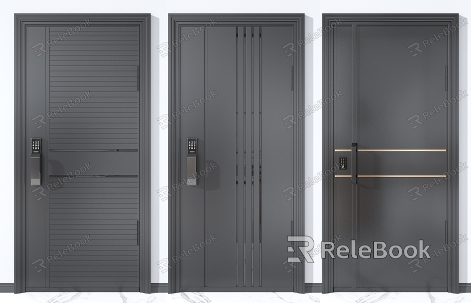 Modern swing door password security door model