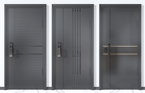 Modern swing door password security door 3d model