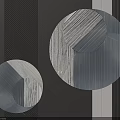 Modern Circular Metallic Wall Decor With Striped Geometric Patterns On Dark Vertical Striped Background 3d model
