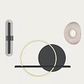 Modern Wall Lamps Featuring Circular Linear Glowing Ring And Black Gold Metal Design