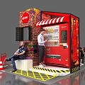 Coca Cola Vending Machine Scene With Red Brick Wall People Traffic Light And Barriers