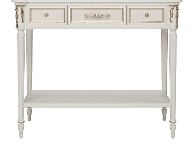 Stylish White Entryway Cabinet Sideboard with Decorative Legs and Drawer Details 3d model