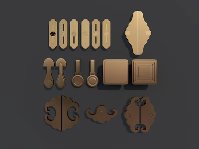 Various Assorted Metal Handles With Classic And Modern Design Styles 3d model
