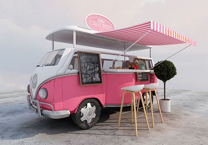 Modern Vans Dining Cars Food Cars Food Cars 3d model