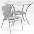 Durable Rattan Outdoor Chair With Metal Frame Armrest And Matching Table