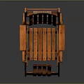 Orange Wooden Folding Chair With Striped Backrest And Footrest Design