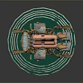 Detailed Cosmic Spacecraft Model With Multiple Thrusters And Circular Metallic Base
