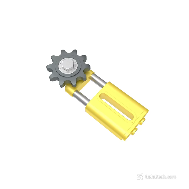 Industrial Mechanical Equipment With Yellow Body Gray Gear And Metal Components 3d model 