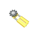 Industrial Mechanical Equipment With Yellow Body Gray Gear And Metal Components
