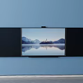 Modern TV Wall Mount Bracket With Scenic Display On Blue Wall 3d model