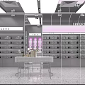 Skin Care and Imported Products Specialty Store with Modern Shelves and Display Tables