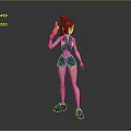Game Movie Female Character With Red Hair Black Outfit Holding Gun