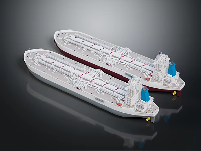 Two Modern White Gas Transport Ships With Storage Tanks And Blue Structures 3d model