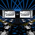 Modern Stage Setup With Bright Lighting Large Screens And Seating Arrangement 3d model