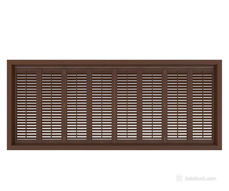 Dark Brown Wooden Wardrobe with Louvered Doors and Modern Sleek Design 3d model 