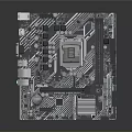 Detailed Computer Motherboard Circuit Board With CPU Socket And Capacitors
