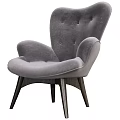 Modern Gray Velvet Tufted Accent Chair with Wide Arms and Wooden Legs