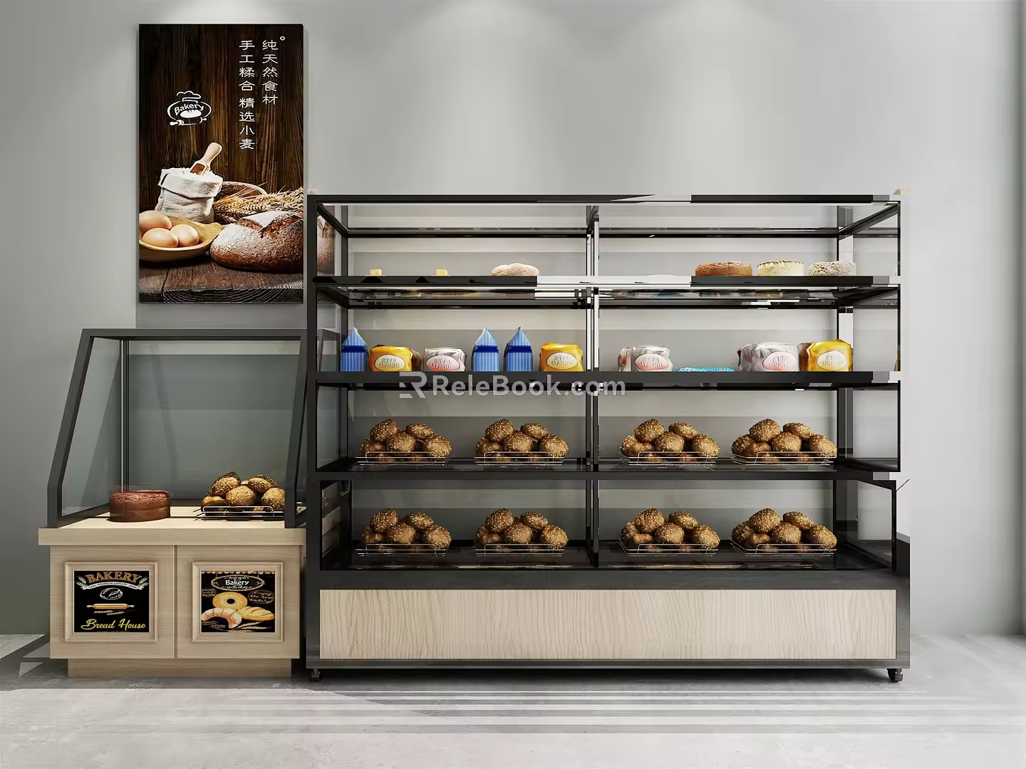Modern Display Cabinet Bakery Shelf Baking Shop Shelf Display Rack 3d model