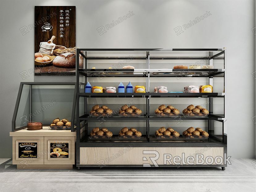 Modern Display Cabinet Bakery Shelf Baking Shop Shelf Display Rack model