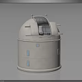 White Dome Observatory Building With Cylindrical Base Small Windows And Observation Opening 3d model