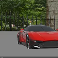 Red Sports Car With Black Rear Wing Black Wheels And Sleek Aerodynamic Body Design
