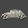 Vintage Cream Colored Beetle Car With Classic Design And Round Headlights