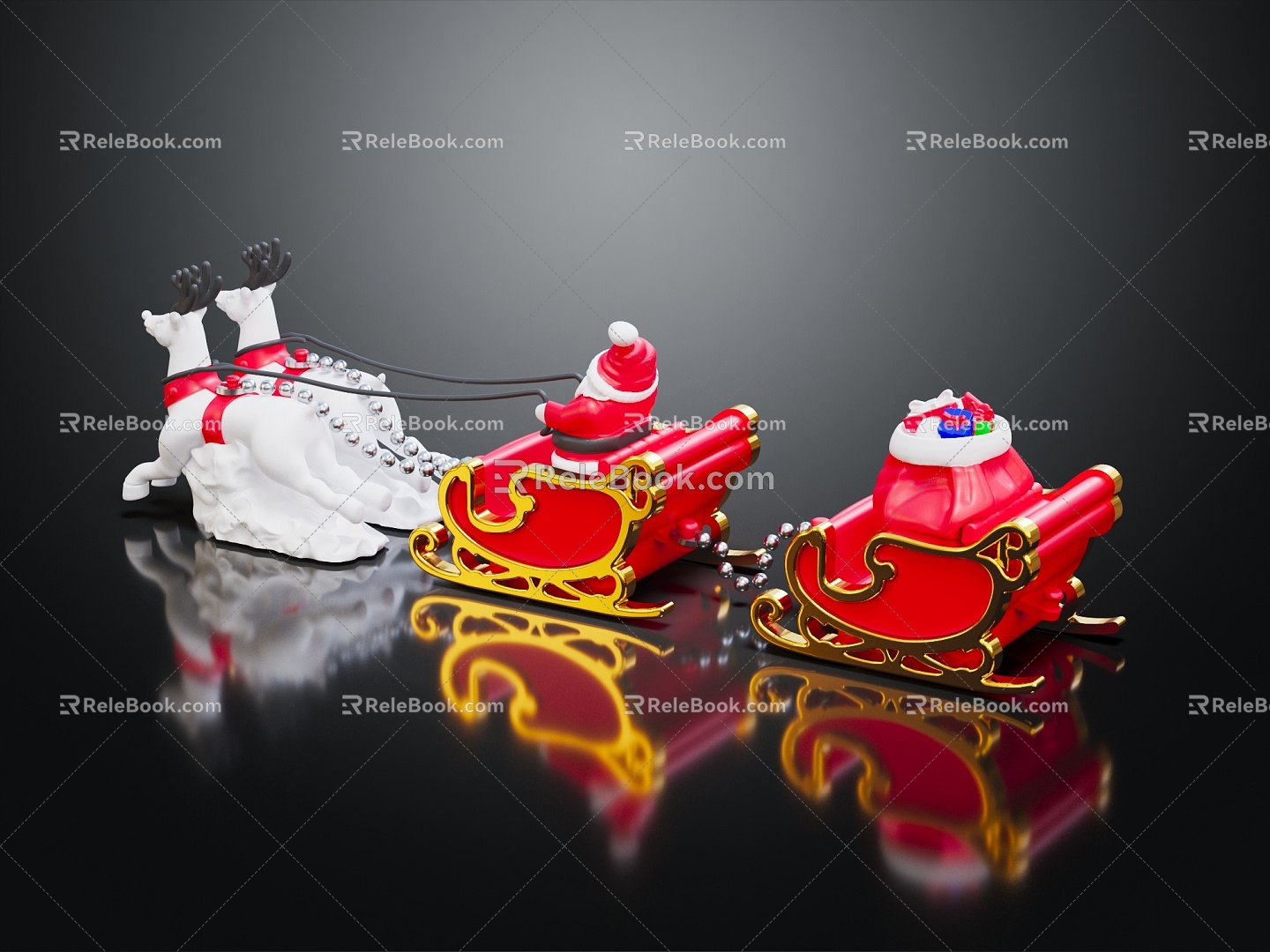 Modern Sleigh Christmas Sleigh Snowmobile Ski Car 3d model