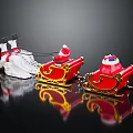 Christmas Themed Play Equipment With Reindeer Santa Sleigh Gift Filled Sleigh Red White Golden Decorations