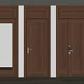 Three Brown Wooden Hinged Doors Featuring Glass Panel and Solid Design for Interior Spaces 3d model