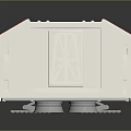Cartoon Scene Of Red And White Small Building Model With Windows And Door Design