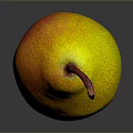 Fresh Ripe Yellow Orange Pear With Red Stem On Dark Background
