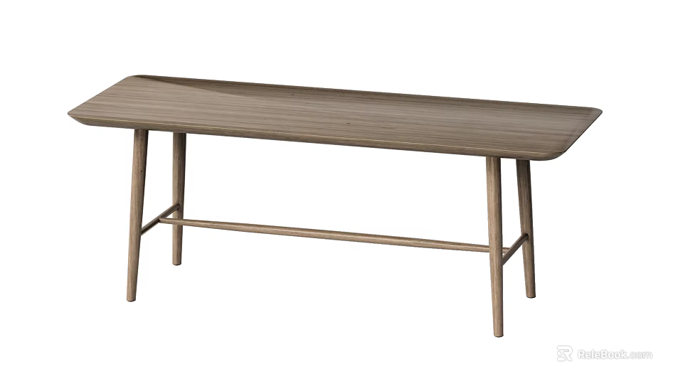 Minimalist Modern Wooden Dining Table With Sleek Legs And Natural Wood Finish 3d model 