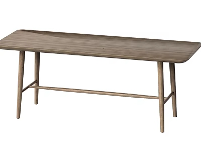 Minimalist Modern Wooden Dining Table With Sleek Legs And Natural Wood Finish 3d model