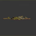 Wooden Stone Pieces with Green and Red Moss Scattered on Dark Background Natural Texture