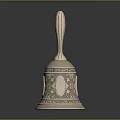 Elegant Silver Furniture Bell With Intricate Carvings And Decorative Handle Design