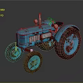 Vintage Blue Tractor With Rusty Wheels And Classic Retro Design 3d model