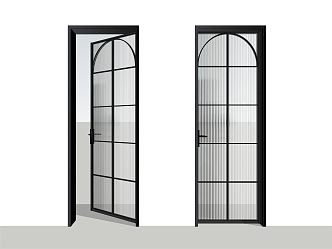 Modern swing door glass door Changhong glass door 3d model