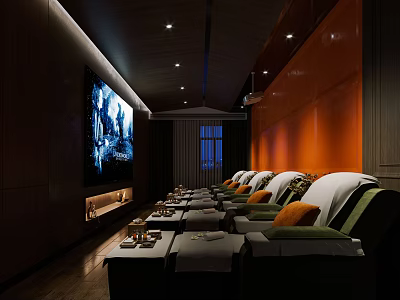 Luxurious SPA Sauna Relaxation Lounge With Comfortable Chairs Large Screen And Ambient Lighting 3d model