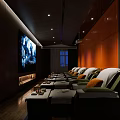 Luxurious SPA Sauna Relaxation Lounge With Comfortable Chairs Large Screen And Ambient Lighting