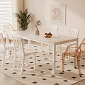 White Dining Table Set With Transparent Acrylic And White Chairs On Black White Diamond Rug