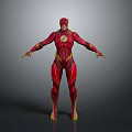The Flash 3D Model With Red Suit And Yellow Lightning Symbol In Standing Pose