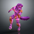 Purple Wolf Game Movie Character In Dynamic Pose With Pink Orange Armor And Fluffy Tail